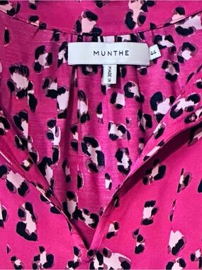 MUNTHE Pink Leopard Print Blouse, Size EU 44.